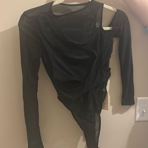 Black Long Sleeve Mesh Body Suit
